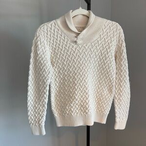 Hope & Henry Boys Shawl Collar Sweater L Cream Cable Knit Vintage Classic